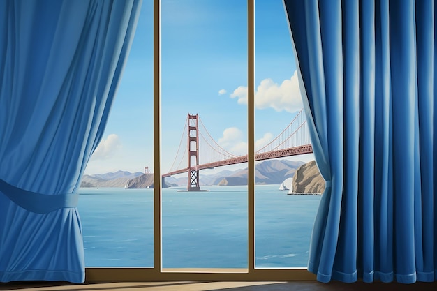 Waves of Elegance Golden Gate Curtain in stile artistico