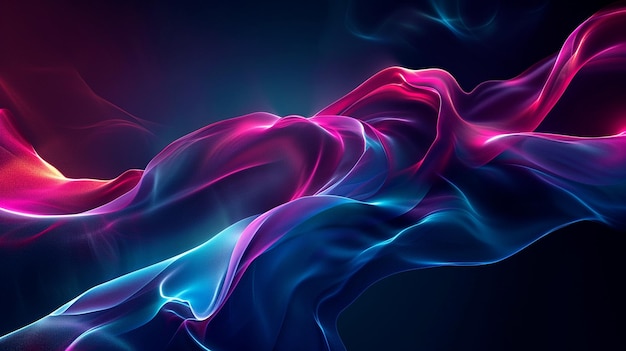 Waves Of Neon Light Forming A Dynamic And Dark Abstr Scene Technology Wallpaper