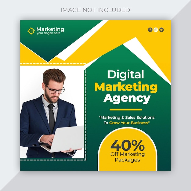 Webinar live di marketing digitale e modello di post sui social media aziendali