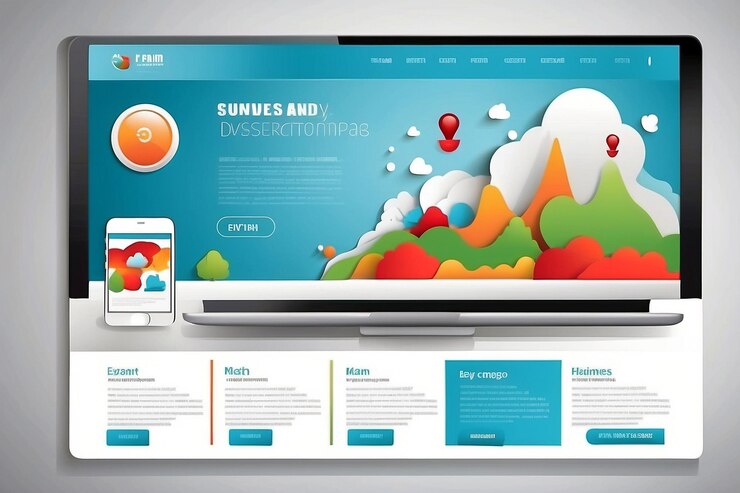 Photo website template design for your business eps 10 vector illustration