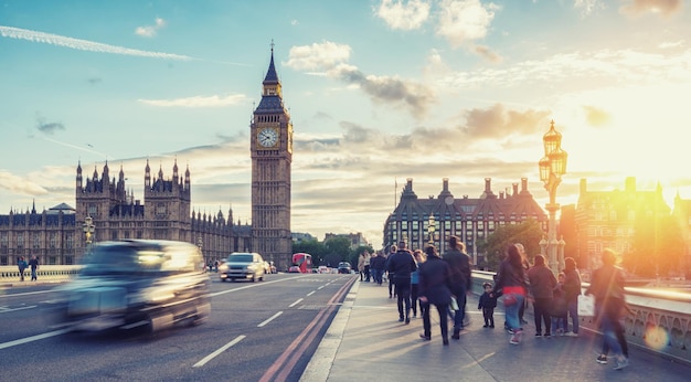 Westminster Bridge al tramonto Londra Regno Unito