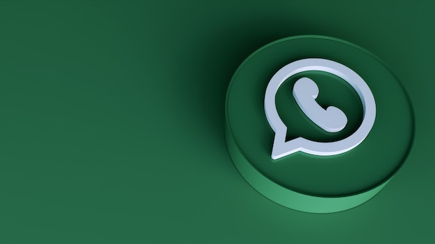 Whatsapp icona pulsante cerchio 3d con copia spazio. Rendering 3D