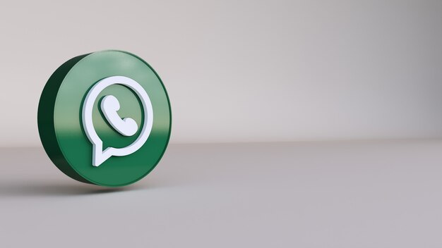 Whatsapp logo rendering 3d. modello di promozione dell'account.