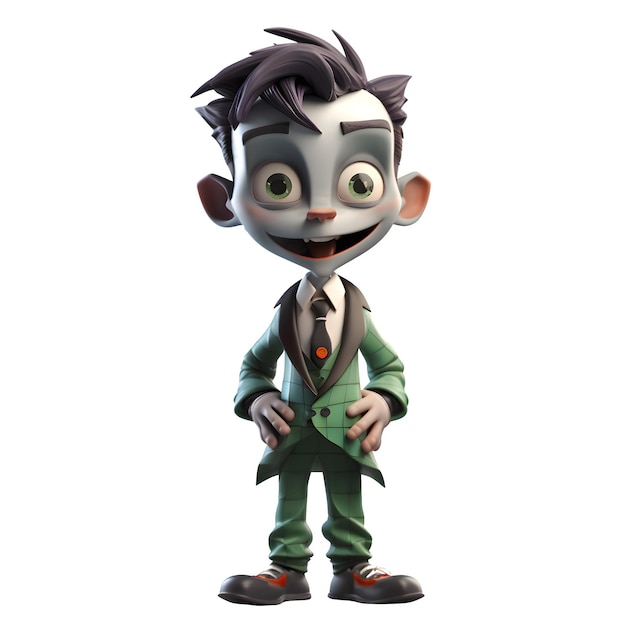 Whimsical 3D Joker Boy Great For Fantasy o Fairy Tale s Isolato su sfondo bianco