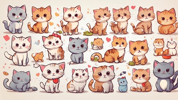 Whimsical adorabile illustrazione vettoriale di gatti