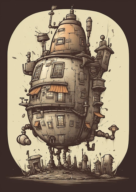 Whimsical Adventure Machinarium Robot in una Cartoon Fantasy City Generative AI