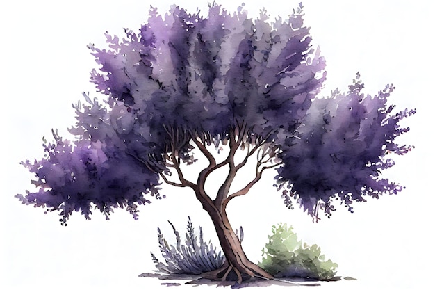 Whimsical albero di lavanda su sfondo bianco