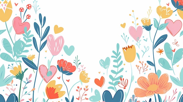 Whimsical heart filled floral frame