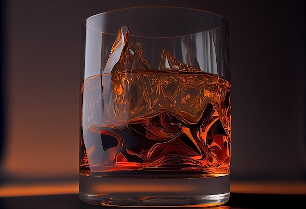 Whisky in un bicchiere con ghiaccio IA generativa