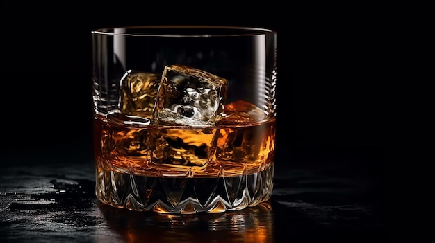 Whisky on the rocks con cubetti di ghiacciogenerativo ai