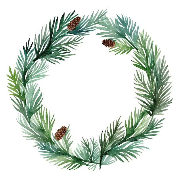 Whistlerian Acquerel Pine Tree Wreath Una svolta moderna su un design classico