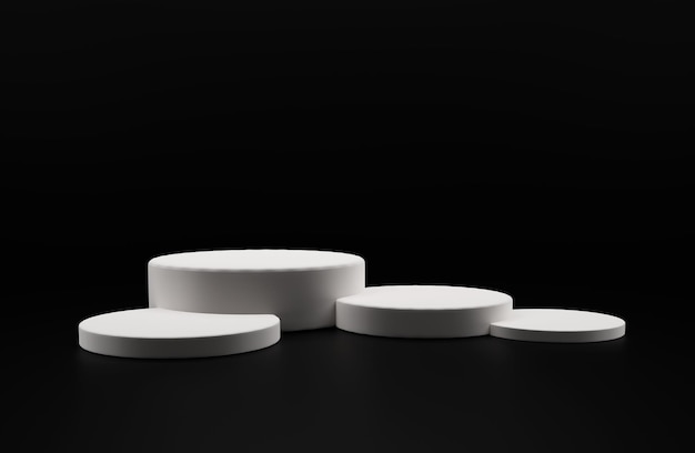 White 3D Product Show podio sul palco con sfondo nero (2)
