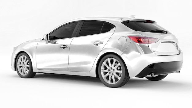 white city car with blank surface for your creative design. 3d rendering.