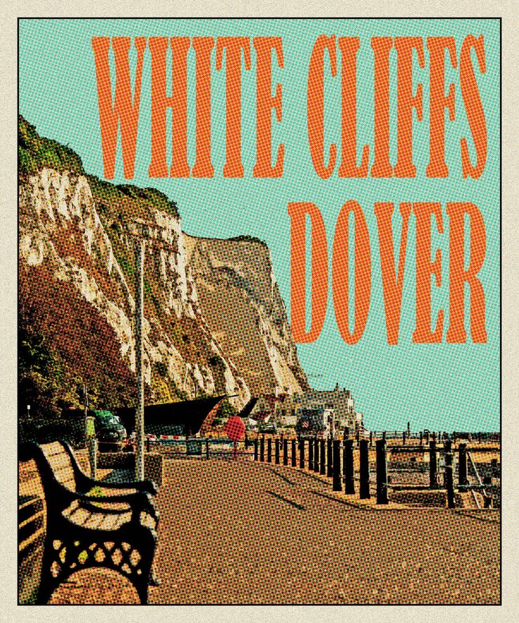 Foto white cliffs dover retro poster di viaggio