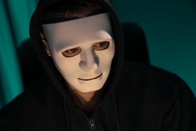 white criminal anonymous mask installing coding password encryption pecuniary