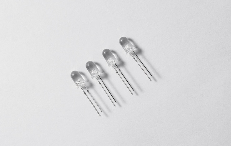 Photo white diodes on a white background leds for illumination view from above