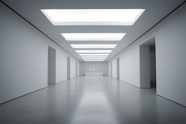 White gallery room interior Rete neurale AI generata