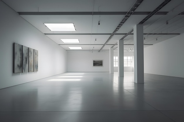 White gallery room interior Rete neurale AI generata