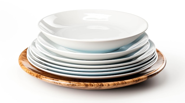 White Melamine Prime life Dinner Set isolato su sfondo bianco