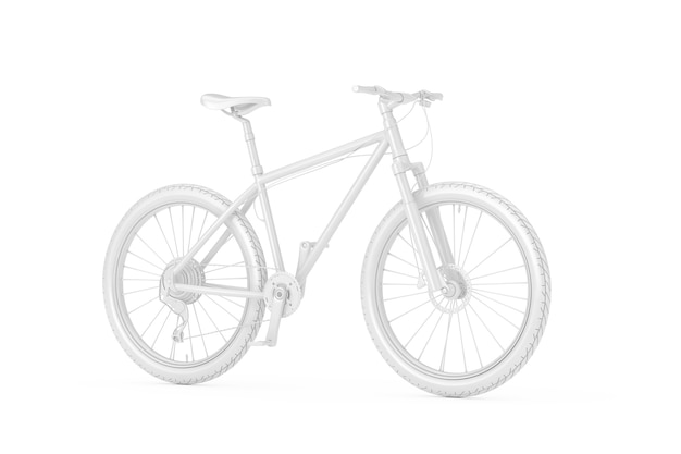 White Mountain Bike in stile argilla su sfondo bianco. Rendering 3D