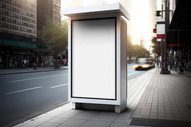 White Neon Box Mockup per il tuo design su strada AI generativa