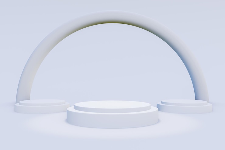 Photo white product podium in 3d rendering
