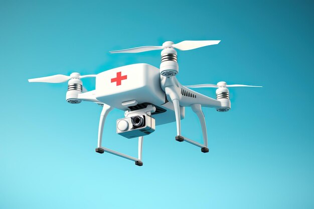 White Quadcopter Drone Primo soccorso medico Sistema di aeromobili senza equipaggio UAS