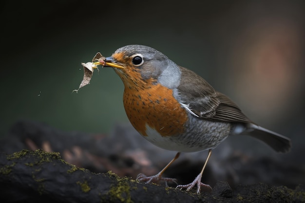 White Starred Robin cattura un piccolo verme per colazione