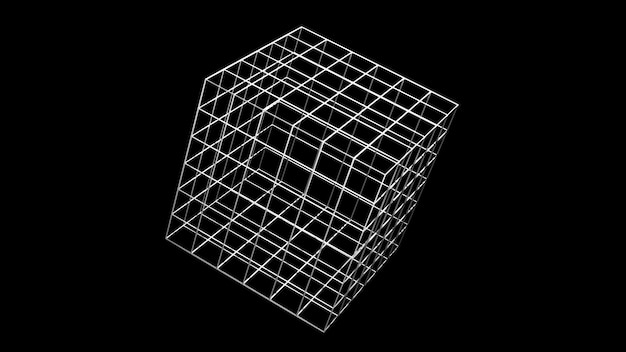 white wireframe cube