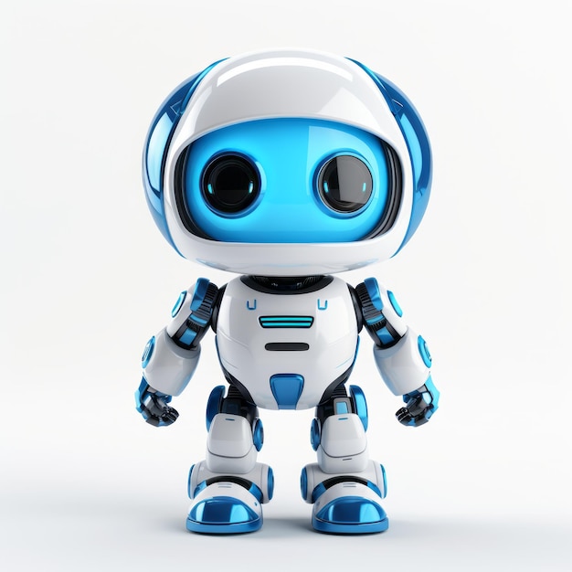 WhizzTech abbraccia il futuro con il nostro moderno robot bot animato blu e bianco