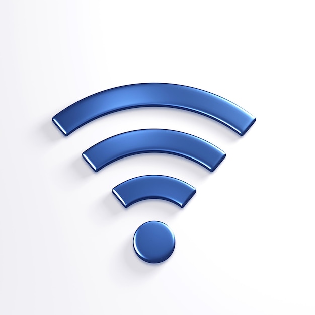 Wi-Fi simbolo wireless icona 3D blu rendering illustrazione