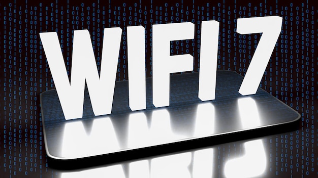 Wifi 7 su dispositivo mobile per la tecnologia o il concetto di Internet rendering 3d