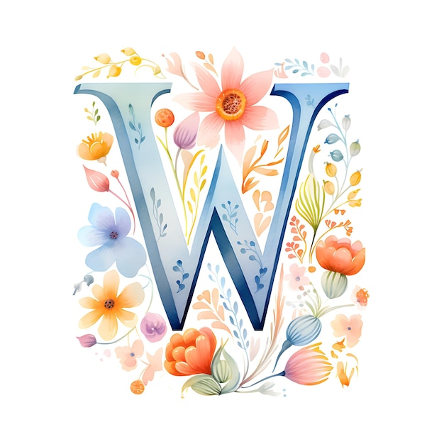 Wildflower Alphabet Una collezione Cottagecore ad alta saturazione ispirata a Boho con bordi puliti