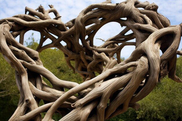 Winding rami di legno intrecciati giardino di piante del parco Generare Ai