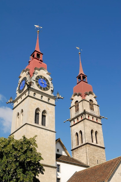 Winterthur le torri della cattedrale della città Kanton Zurigo Svizzera Europa