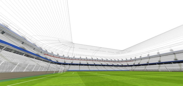 Wireframe 3D di stadio o arena sportiva. Sfondo sportivo - illustrazione