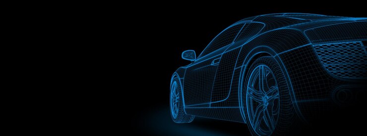 Wireframe di un'illustrazione 3D di un'auto sportiva generica e senza marchio