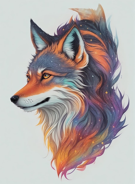 wolf_galaxy_wise_white_ background_t_shirt_design_streetwear_design