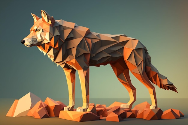 Wolf geomatrick low poly illustartion animale arte generata ai