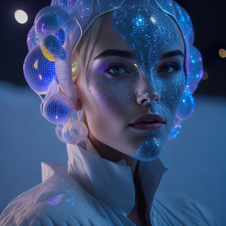 Woman with dress white in the surreal background