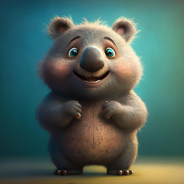 Wombat super carino nello stile del fumetto pixar generativo ai