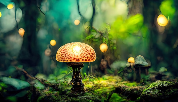 Wonderful Mushroom Wallpaper Fantasy Wallpaper 4K Mushroom Light Fantasy Mushroom Jungle Generative Ai