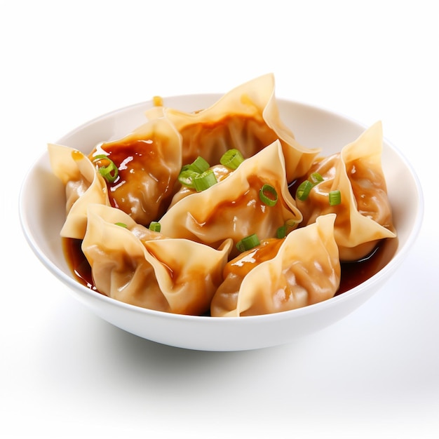 Wontons con sfondo bianco di alta qualità ultra hd