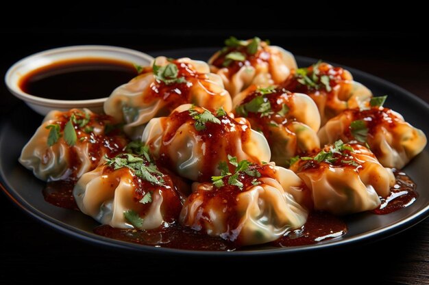 Wontons di gamberi e granchi con salsa di peperoncino dolce