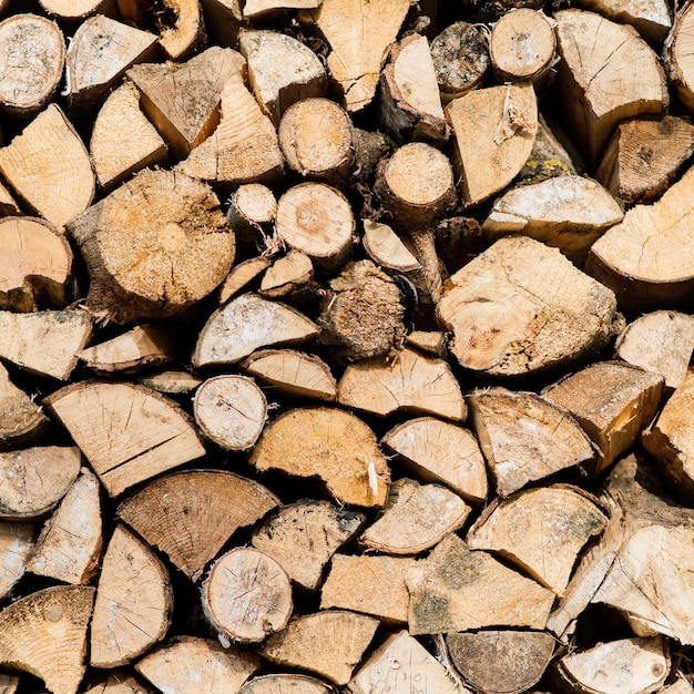 Woodpile di una legna da ardere di betulla Texture di sfondo del primo piano