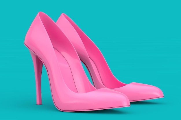 Wooman Shooes con tacchi alti rosa nel rendering 3d in stile Duotone