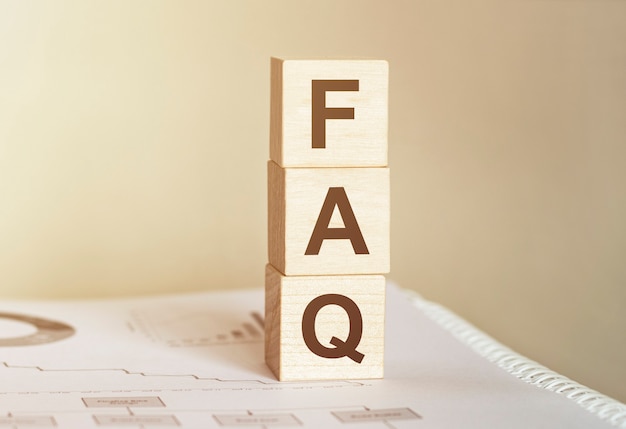 Word FAQ made with wood building blocks