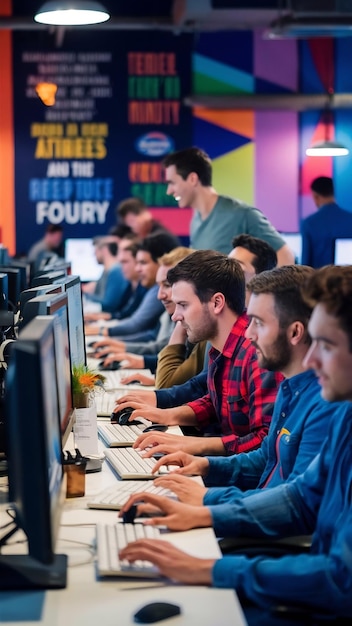 workers at an it company working on a computer