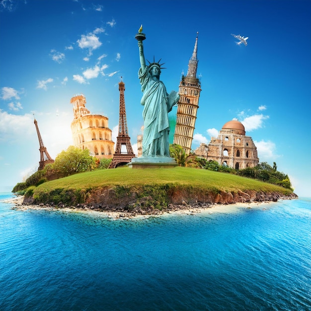 World Famous Place 3D Concept Background di viaggio