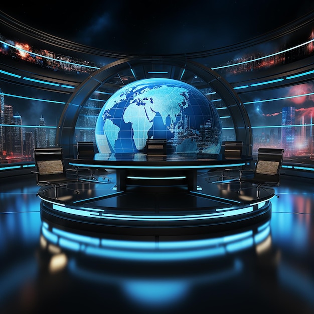 World News Studio Background generato dall'IA